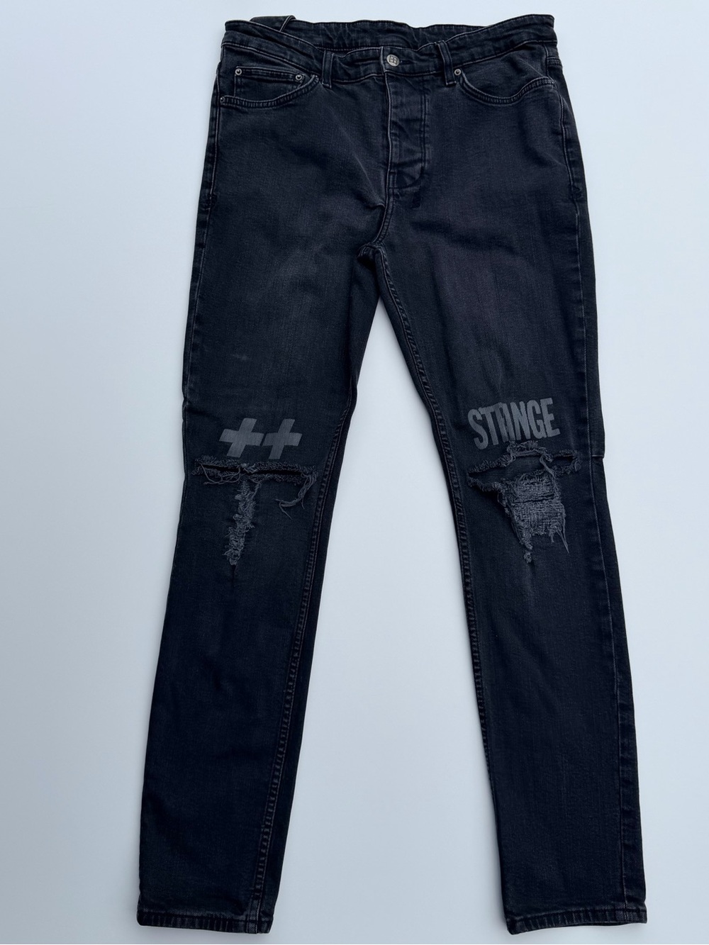 Ksubi Black Distressed Graphic Denim Jeans Size 34 (5000006727)